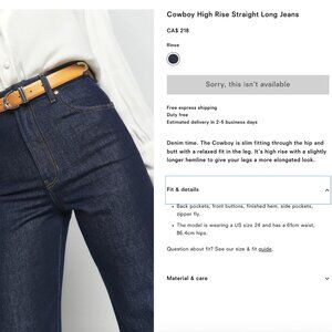 Reformation Cowboy High Rise Straight Long Jeans